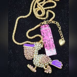 Stork Necklace Rhinestone Maternity Gift‎ Baby on the Way Betsey Johnson NWT